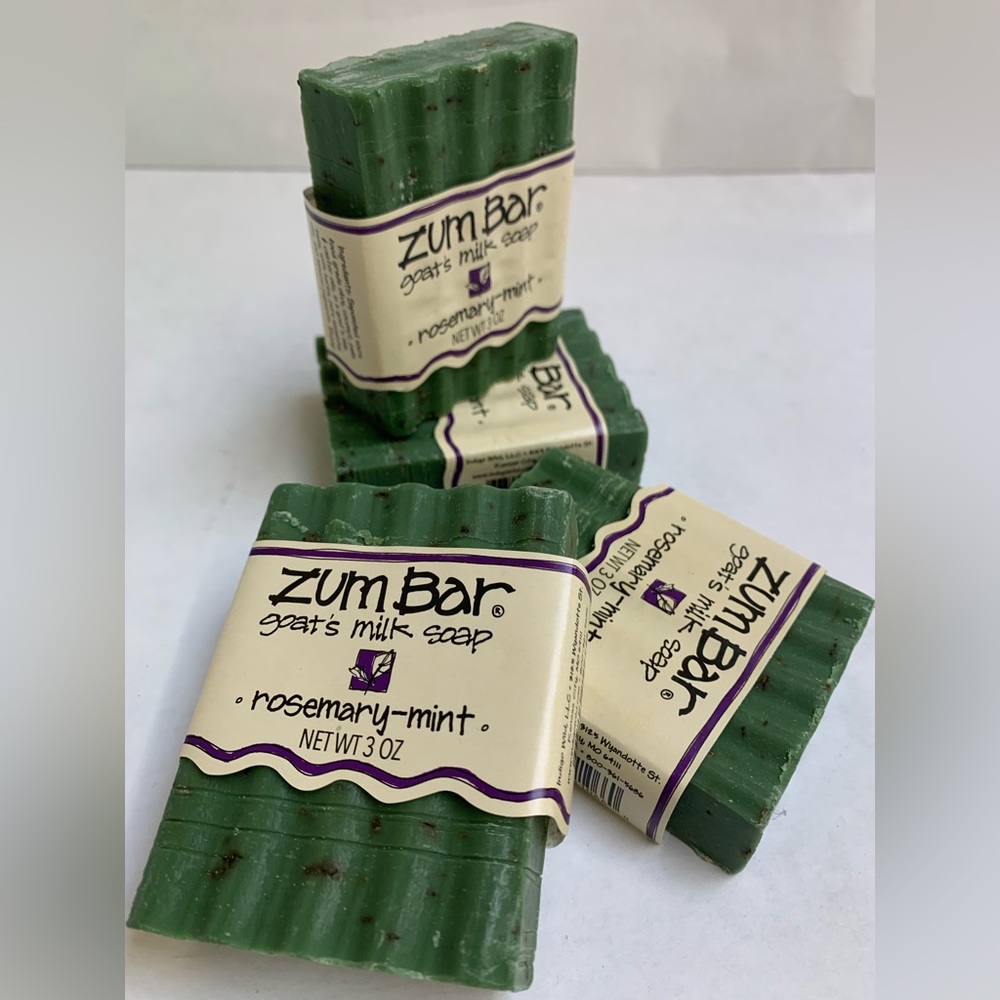 4 Zum Bar ROSEMARY MINT Goat's Milk Soap for Hands & Body Essential Oils 3 oz ea